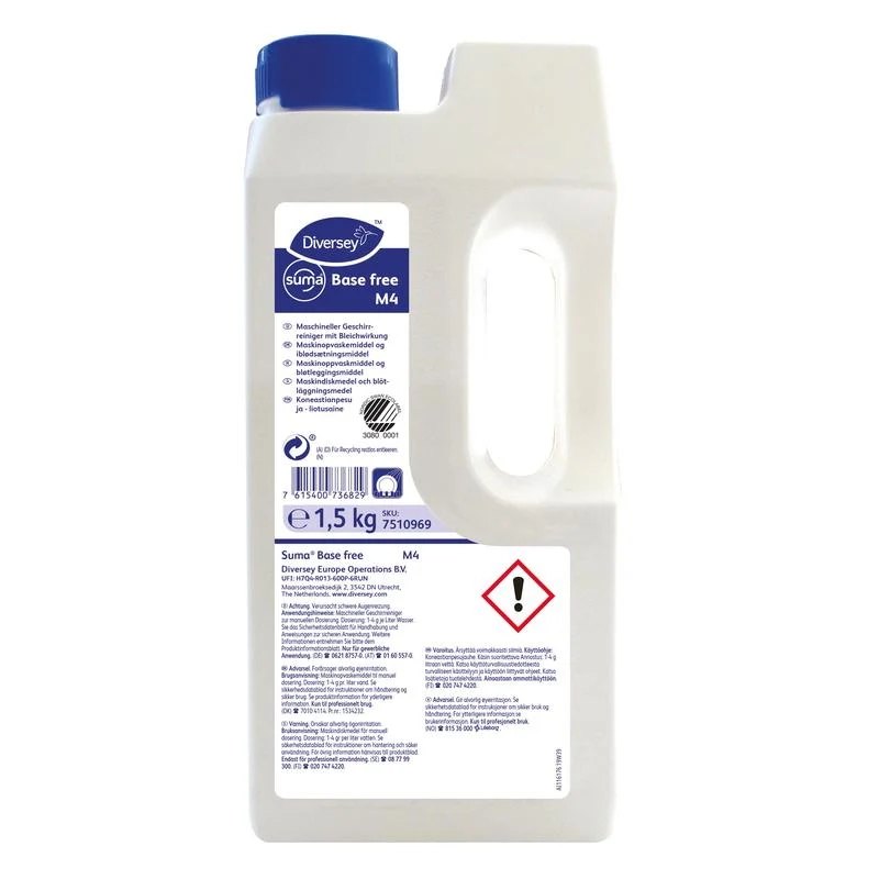 Suma Base free M4, Geschirrreiniger mit Bleichwirkung durch Aktivsauerstoff | Flasche (1500 g)