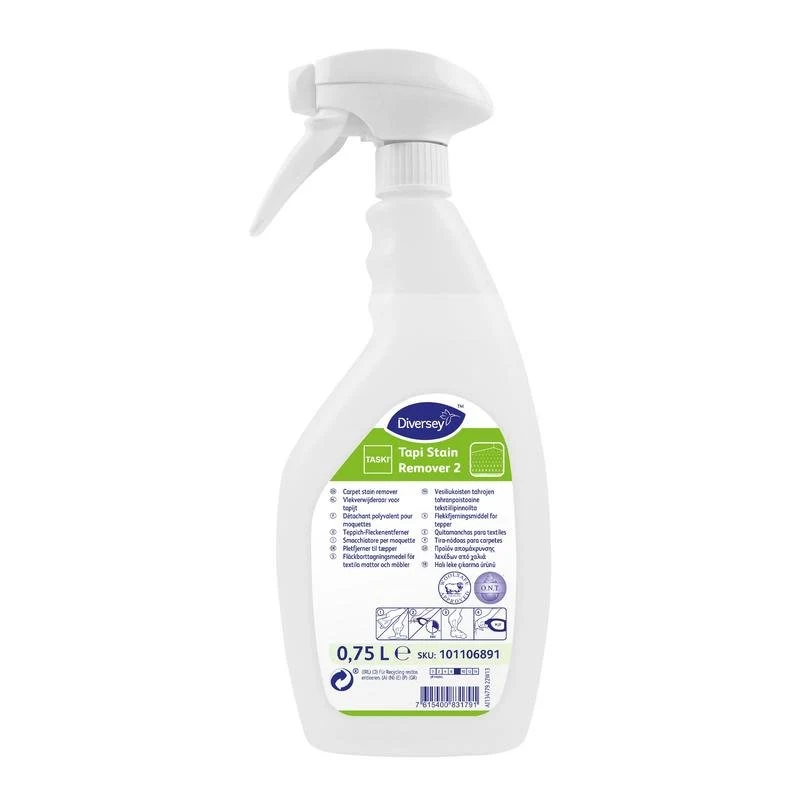 TASKI Tapi Stain Remover 2, Teppich-Fleckenentferner für die Entfernung wasserlöslicher Flecken, O.N.T. Technologie | Flasche (750 ml)