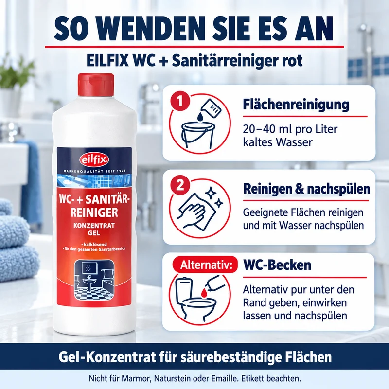 EILFIX WC + SANITÄRREINIGER (WC-Rot) Konzentrat Gel