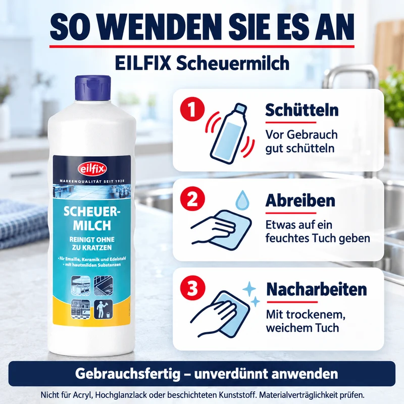 EILFIX SCHEUERMILCH reinigt ohne zu kratzen