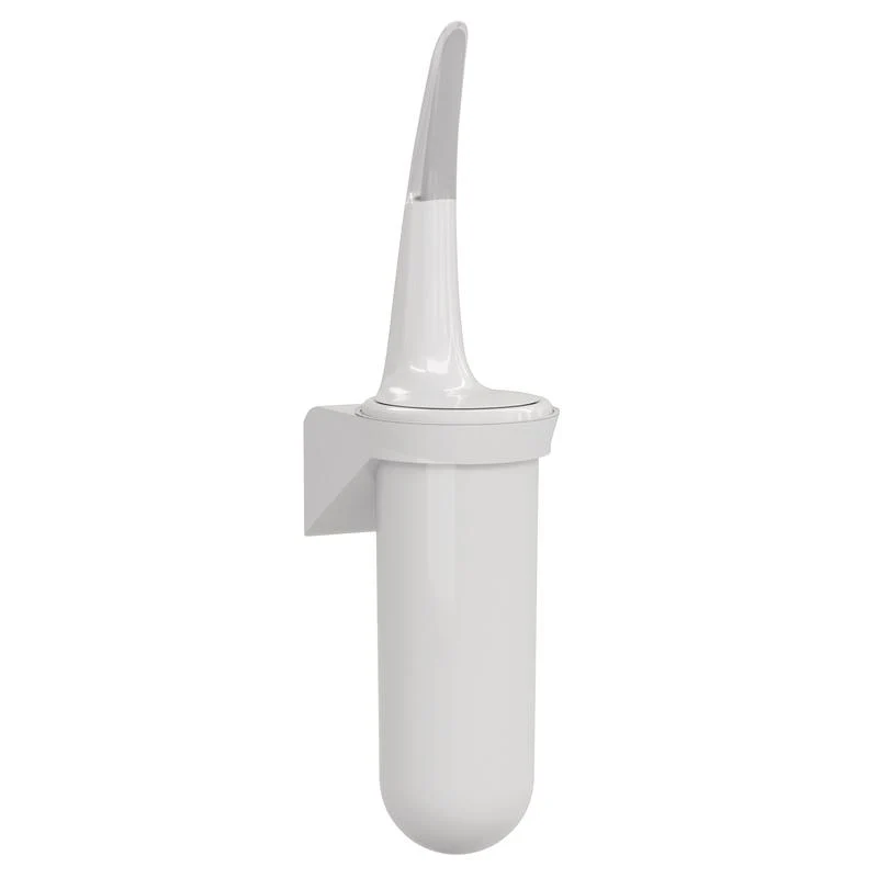 Toilettenbürstenhalter mit Bürste weiß, Toilettenbürstenhalter mit Bürste weiß; Material: Kunststoff; Farbe: weiß, silberner Griff; Grösse: 386 x 93 x 113 mm (HxBxT) | Packung (1 Stück)