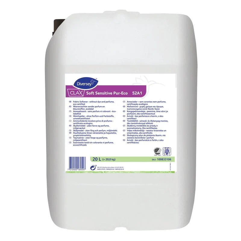 Clax Soft Sensitive Pur-Eco, Weichspüler ohne Parfüm und Farbstoff, umweltzertifiziert | Kanister (20 l)