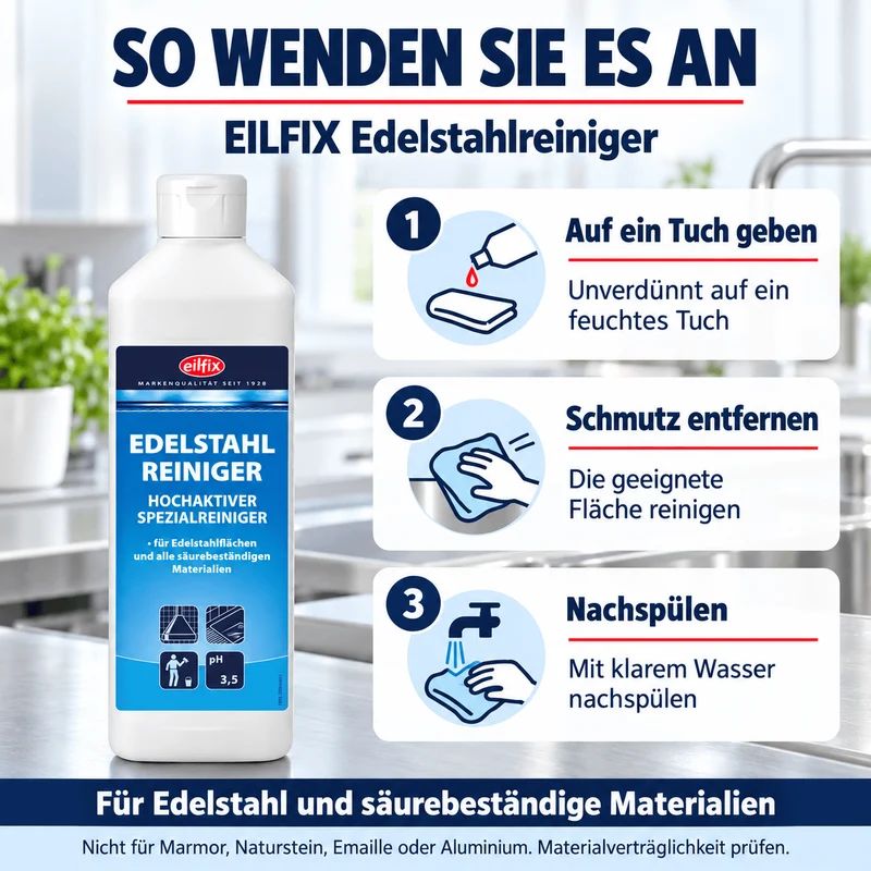 EILFIX EDELSTAHLREINIGER Hochaktiver Spezialreiniger