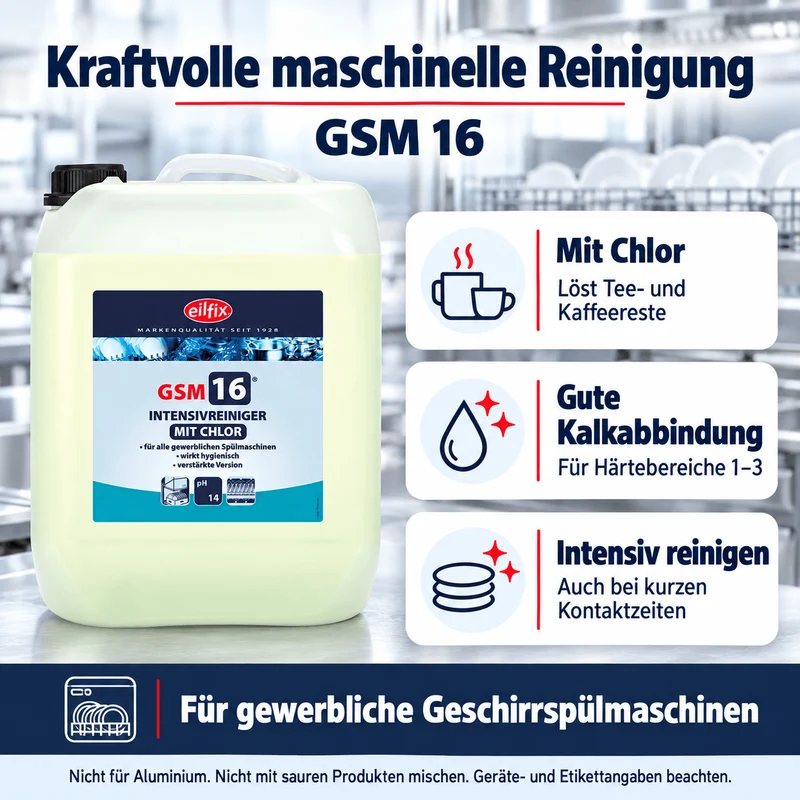 EILFIX GSM 16 Intensiv Chlor Reiniger für Geschirrspülmaschinen