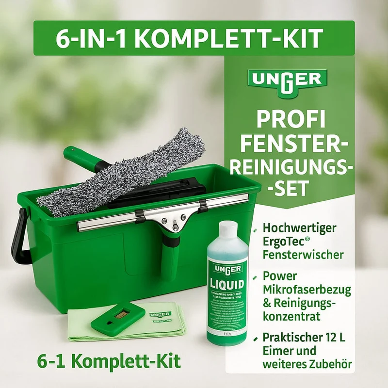 UNGER Profi Fensterreinigungs-Set – 6in1 Komplett-Set