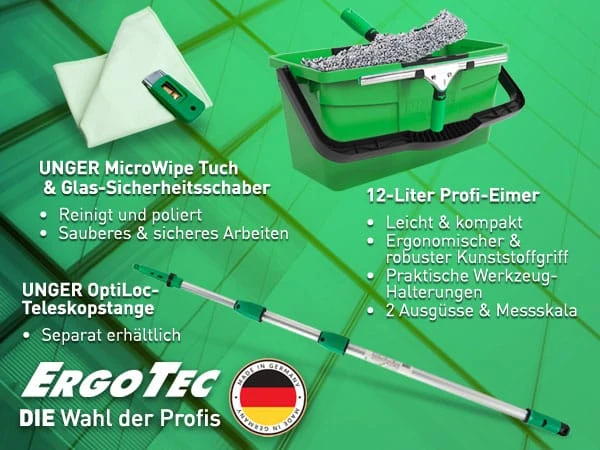 UNGER Profi Fensterreinigungs-Set – 6in1 Komplett-Set