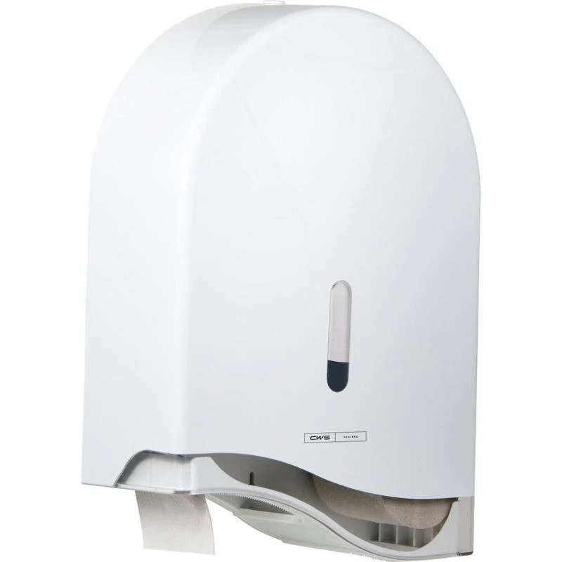 CWS ParadiseLine Großrollen-Toilettenpapierspender TPS Superroll, Panel Weiß - mit Schloss | 1 Stück