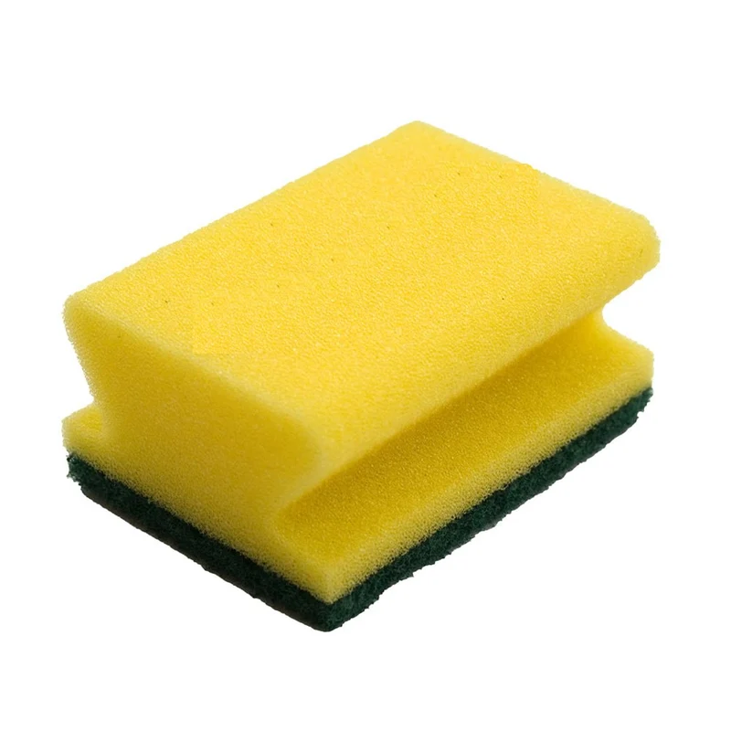 TASKI Schwamm stark und kräftig, gelb/grün, Padschwamm mit grünem Scheuerpad, effektive Reinigung unempfindlicher, stark verschmutzter Oberflächen, Größe 6 x 9,5 cm, gelb/grün | Packung (100 Stück)