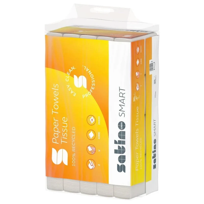 Satino Smart Papierhandtücher 2-lagig, V-Falz, 24 x 23 cm, grün
