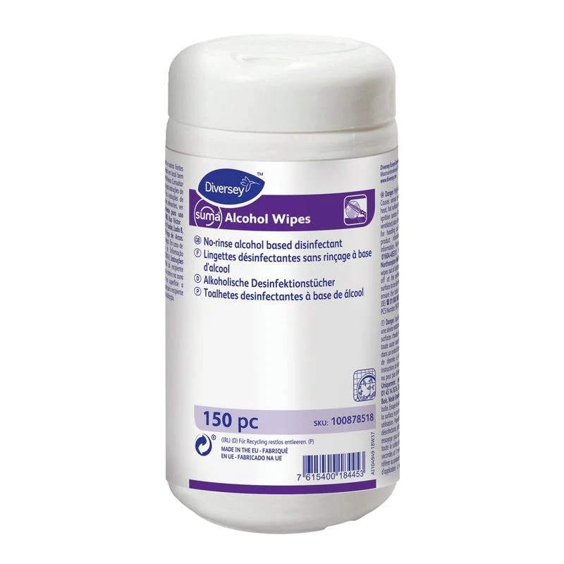 Suma Alcohol Wipes, Desinfektionstücher-Spenderdose | Packung (150 Tücher)