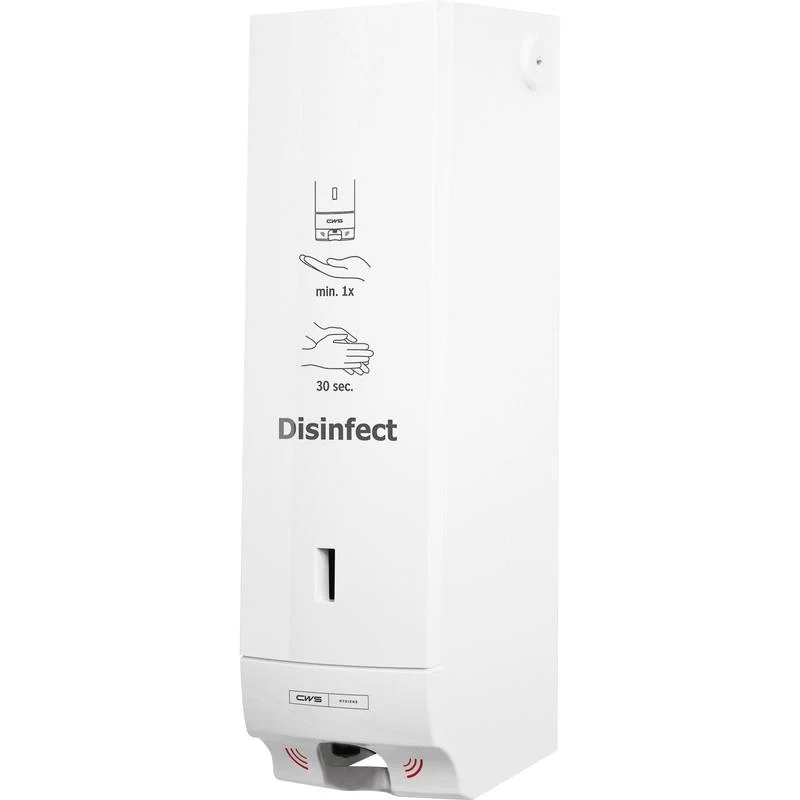 CWS ParadiseLine Desinfektionsmittelspender Disinfect Non touch, mit Panel weiß | 1 Stück