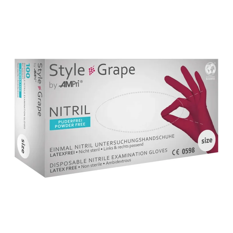 AMPri STYLE GRAPE Nitrilhandschuhe puderfrei by MED-COMFORT, Bordeaux