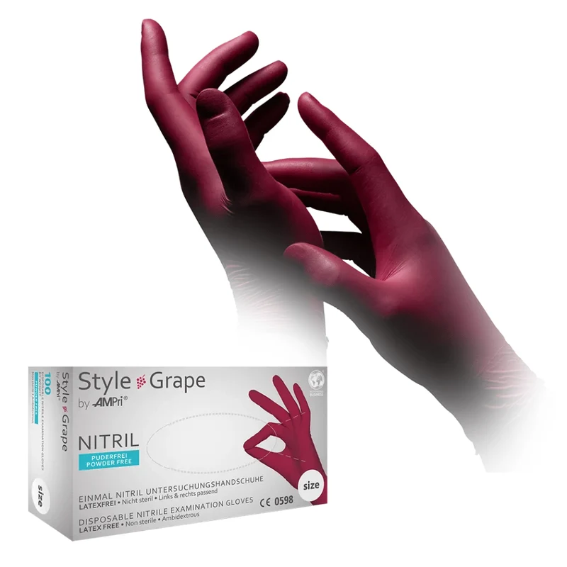 AMPri STYLE GRAPE Nitrilhandschuhe puderfrei by MED-COMFORT, Bordeaux