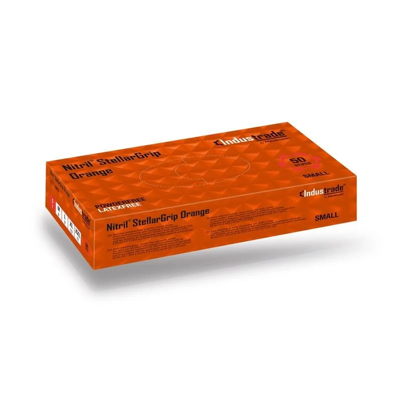 Meditrade StellarGrip, orange Einweghandschuh aus Nitril