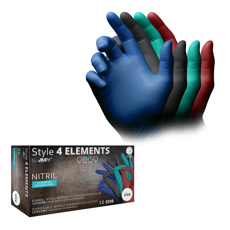 AMPri STYLE 4 ELEMENTS Nitrilhandschuhe puderfrei, Farbenmix
