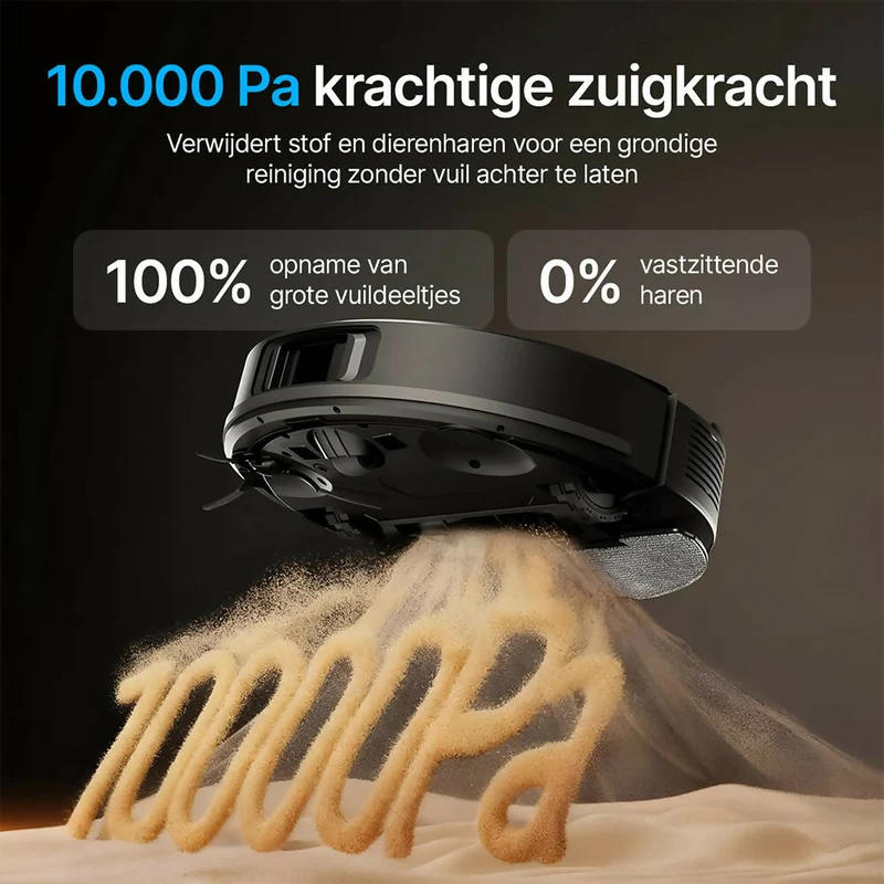 Robotstofzuiger met automatische leegstation / 10.000 Pa / 200 minuten looptijd / AI- & LiDAR-navigatie / 4-liter stofreservoir / 3-in-1 stofzuigen-dweilen-vegen / Meerdere kaarten / App- & spraakbediening