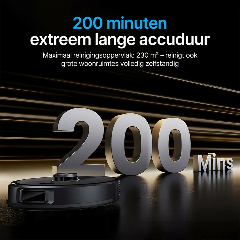Robotstofzuiger met automatische leegstation / 10.000 Pa / 200 minuten looptijd / AI- & LiDAR-navigatie / 4-liter stofreservoir / 3-in-1 stofzuigen-dweilen-vegen / Meerdere kaarten / App- & spraakbediening