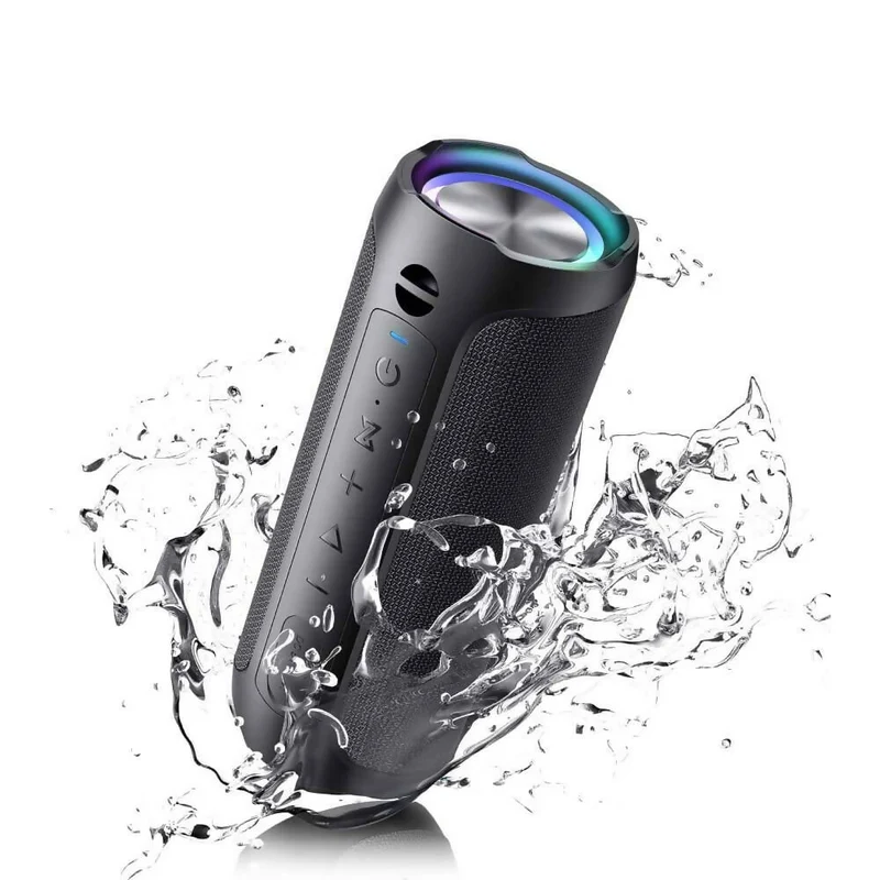 Bluetooth Lautsprecher Pro / Kraftvoller Stereo Sound / IPX7 Wasserdicht / Freisprechfunktion / Optionales LED Licht / 20h Akkulaufzeit