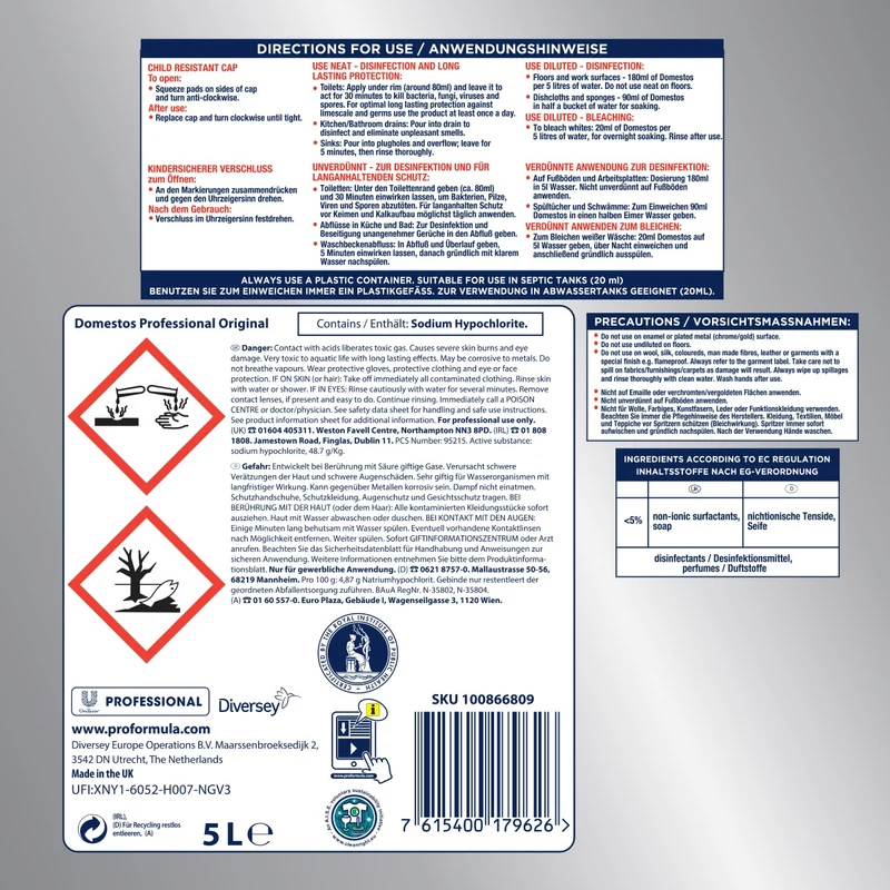 DOMESTOS Professional Hygienereiniger Classic ab 5L