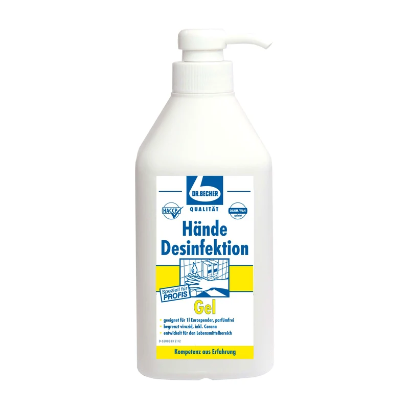 Dr. Becher Händedesinfektionsgel mit Dispenser - 1 Liter | Flasche (1 Stück)