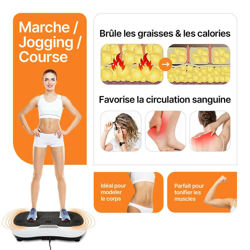 Plateforme vibrante fitness / 180 niveaux d'entraînement / Avec télécommande & 2 bandes de résistance / Perte de graisse et entraînement de fitness à domicile