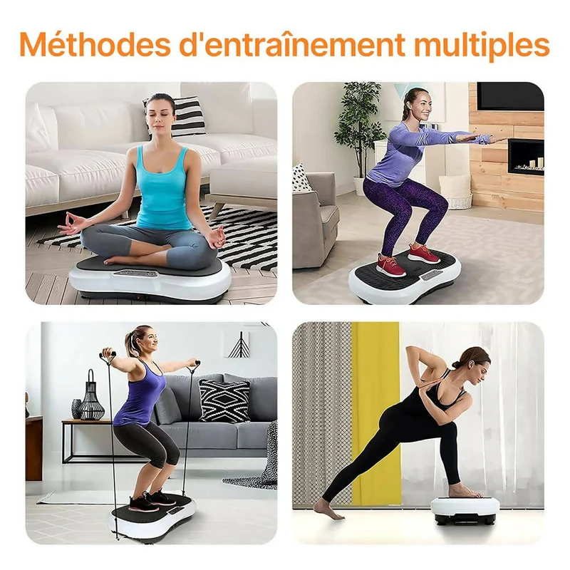 Plateforme vibrante fitness / 180 niveaux d'entraînement / Avec télécommande & 2 bandes de résistance / Perte de graisse et entraînement de fitness à domicile