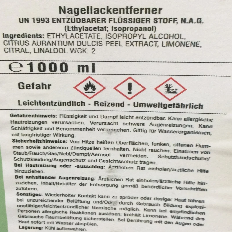 JaTop 1L Nagellackentferner, Nagellack Remover, Acetonfrei